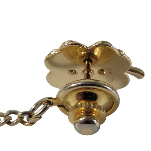 VTG 14kt Solid Yellow Gold Genuine Diamond 4 Leaf Clover Pin Tie Tack 5.48g 10mm - Picture 7 of 13